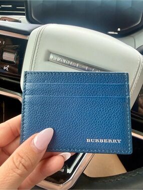 ✨ Authentic Burberry Men's Blue Leather Card Holder ✨